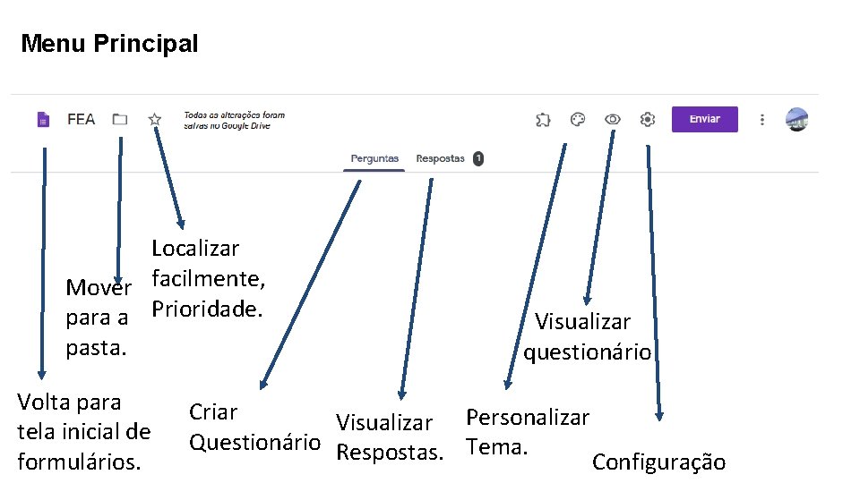 Menu Principal Localizar Mover facilmente, para a Prioridade. pasta. Volta para tela inicial de