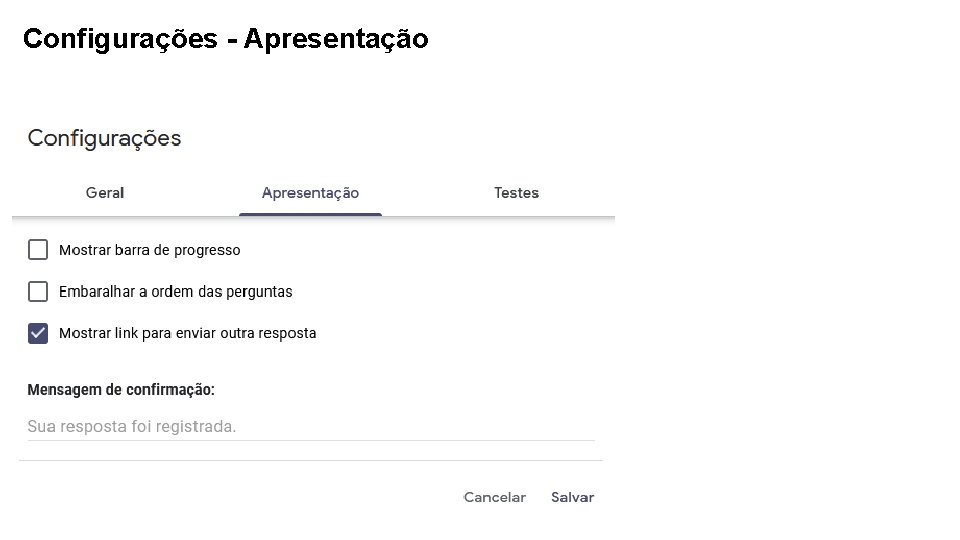 Configurações - Apresentação 