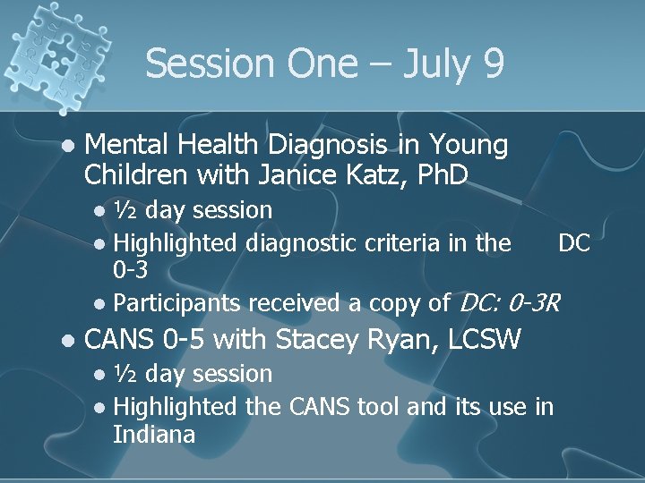 Session One – July 9 l Mental Health Diagnosis in Young Children with Janice