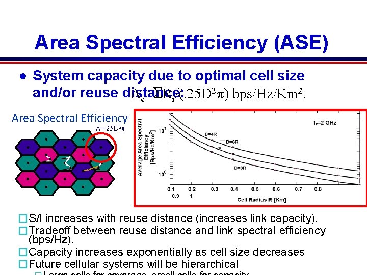 Area Spectral Efficiency (ASE) l System capacity due to optimal cell size and/or reuse Area Spectral Efficiency (ASE) l System capacity due to optimal cell size and/or reuse