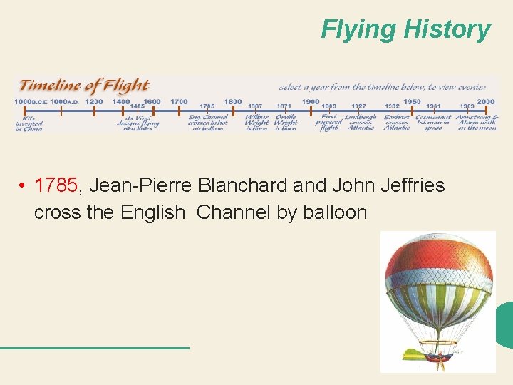 Flying History • 1785, Jean-Pierre Blanchard and John Jeffries cross the English Channel by