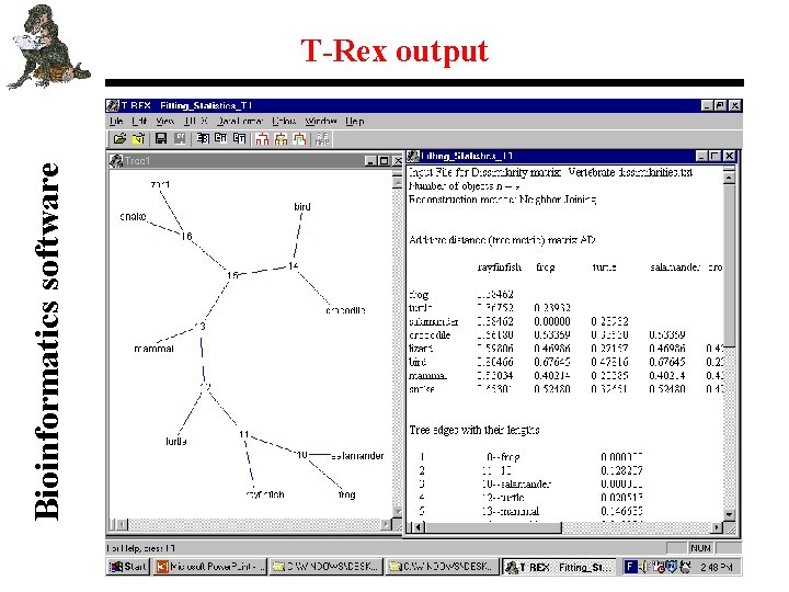 Bioinformatics software T-Rex output 