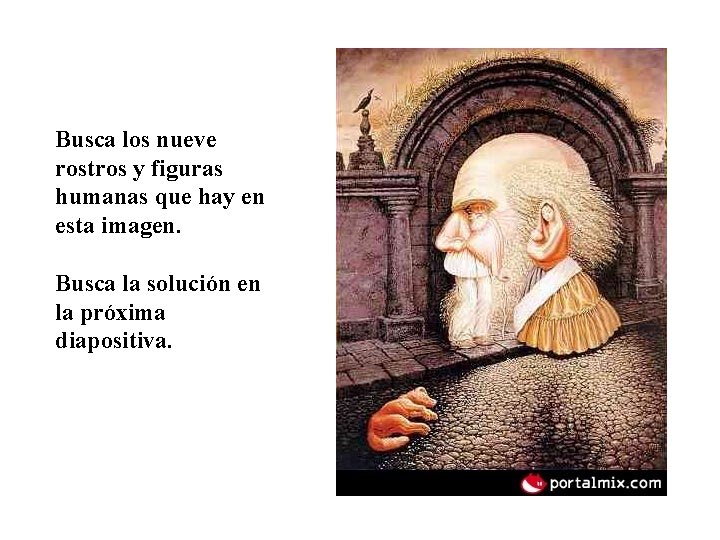Busca los nueve rostros y figuras humanas que hay en esta imagen. Busca la