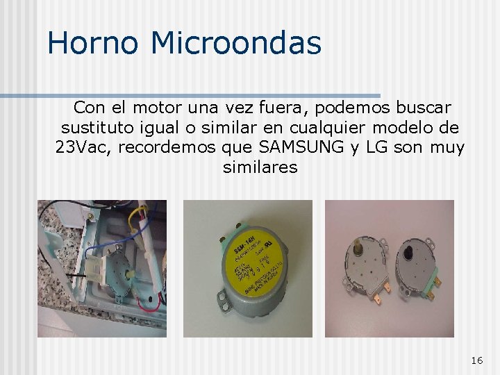 Horno Microondas Con el motor una vez fuera, podemos buscar sustituto igual o similar