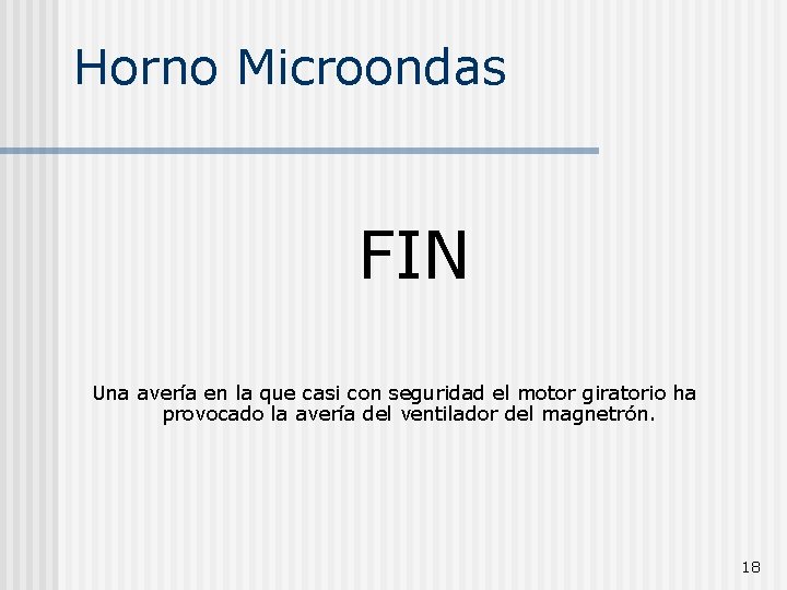 Horno Microondas FIN Una avería en la que casi con seguridad el motor giratorio