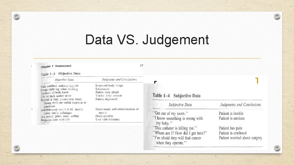 Data VS. Judgement 