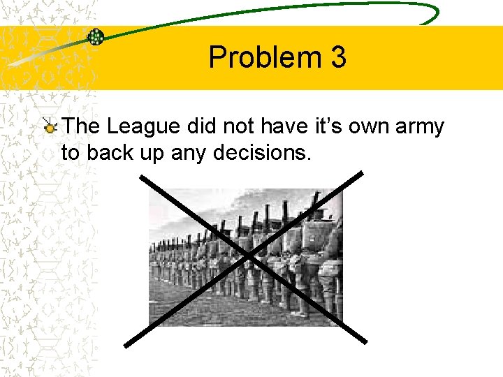 Problem 3 The League did not have it’s own army to back up any