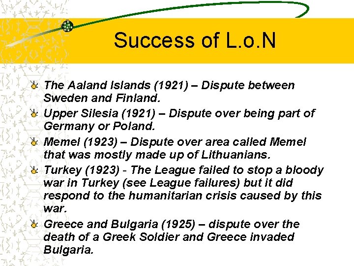 Success of L. o. N The Aaland Islands (1921) – Dispute between Sweden and