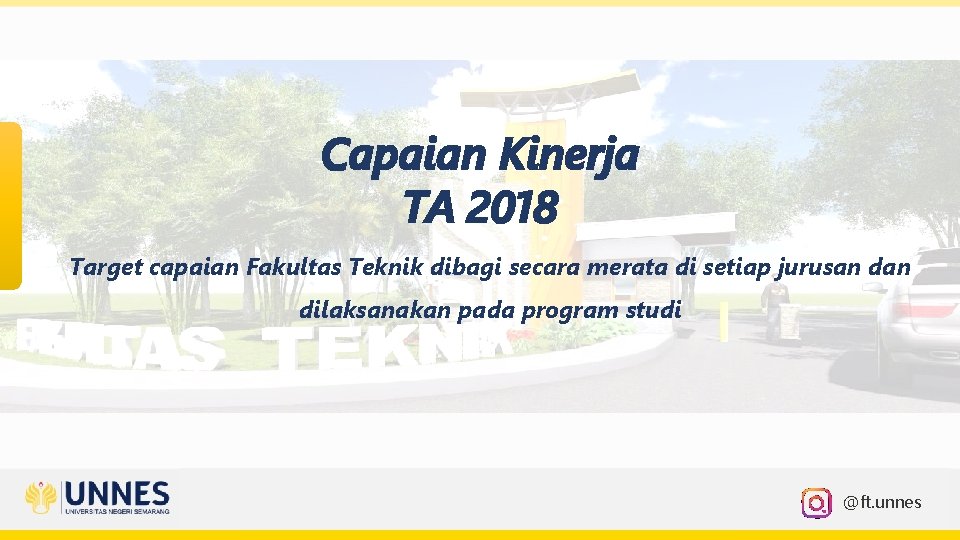 Capaian Kinerja TA 2018 Target capaian Fakultas Teknik dibagi secara merata di setiap jurusan