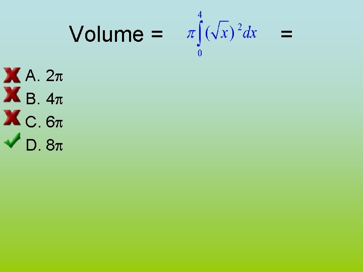 Volume = A. 2 p B. 4 p C. 6 p D. 8 p