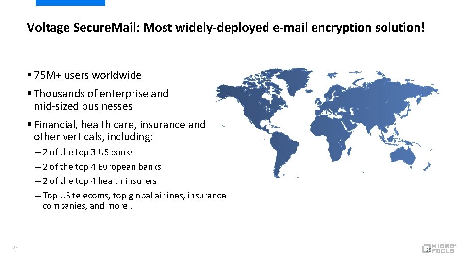 Voltage Secure. Mail: Most widely-deployed e-mail encryption solution! § 75 M+ users worldwide §