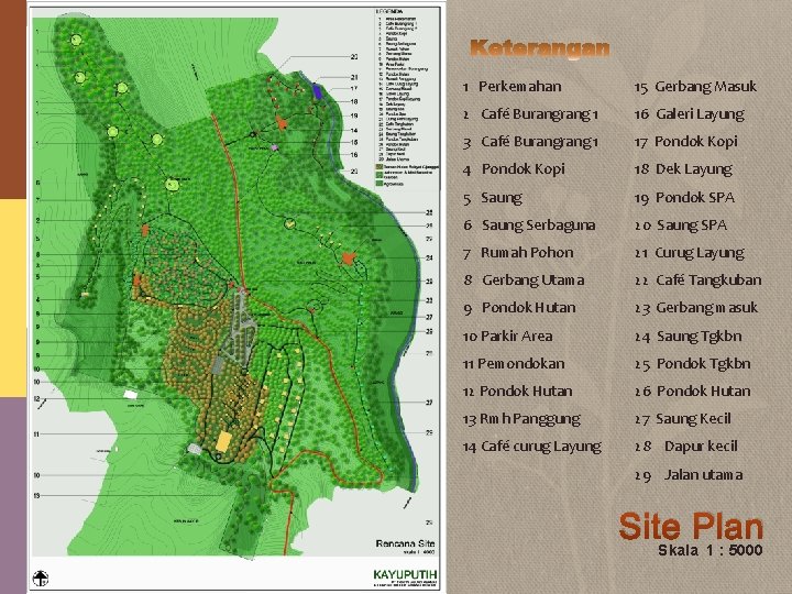1 Perkemahan 15 Gerbang Masuk 2 Café Burang 1 16 Galeri Layung 3 Café