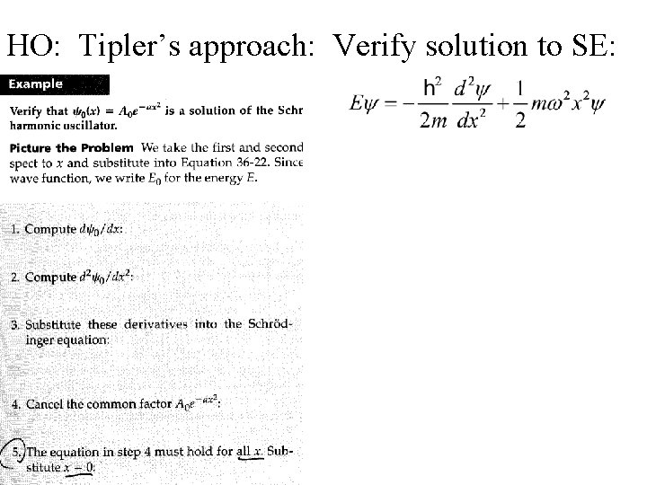 HO: Tipler’s approach: Verify solution to SE: 