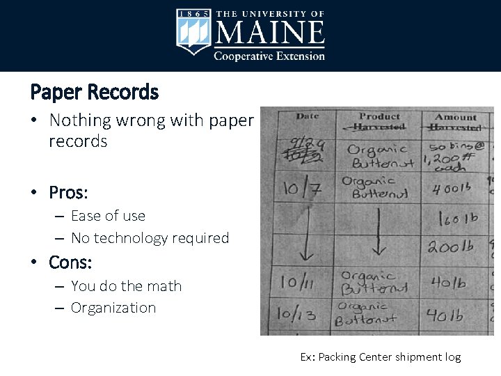 Paper Records • Nothing wrong with paper records • Pros: – Ease of use
