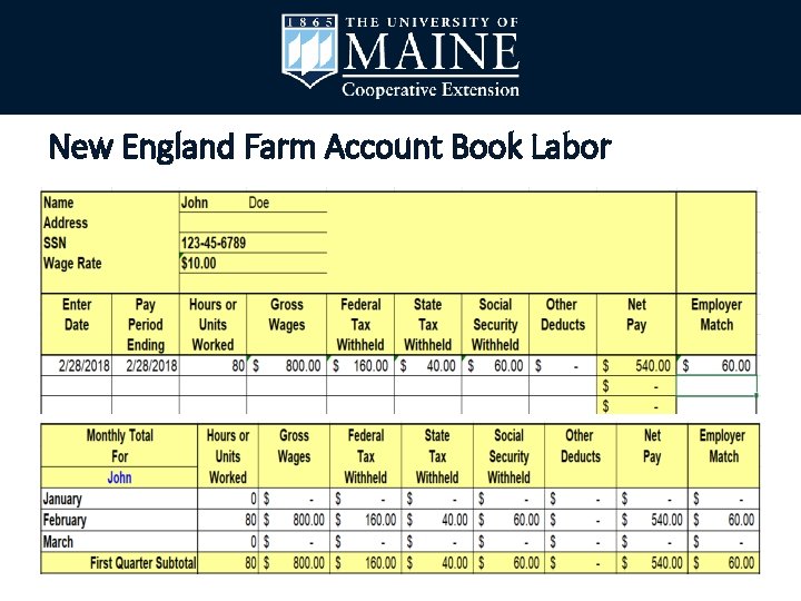 New England Farm Account Book Labor 