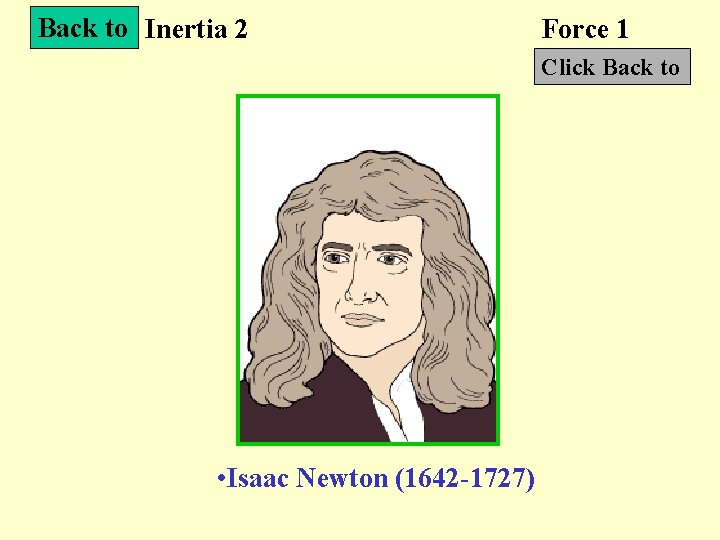 Back to Inertia 2 Force 1 Click Back to • Isaac Newton (1642 -1727)