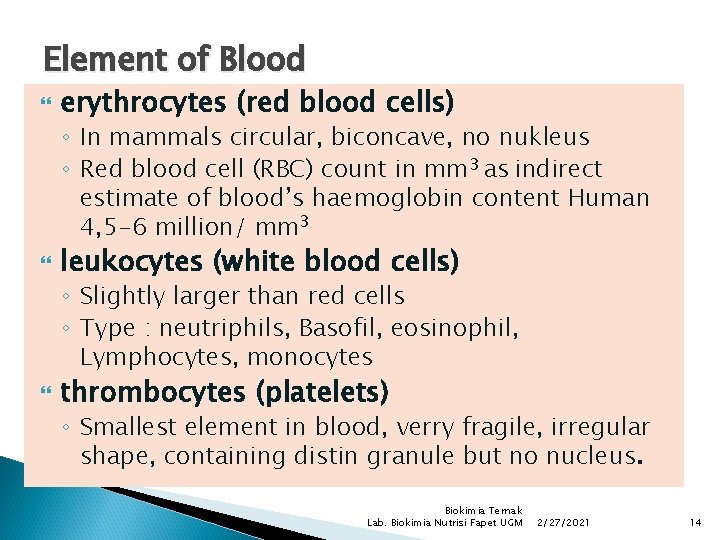 BODY FLUIDS Biokimia Ternak Lab Biokimia Nutrisi Fapet