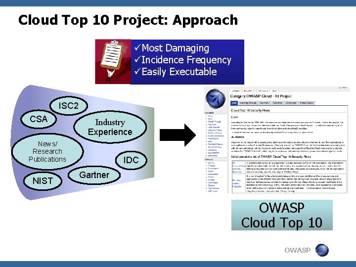 Cloud Top 10 Project: Approach üMost Damaging üIncidence Frequency üEasily Executable ISC 2 CSA