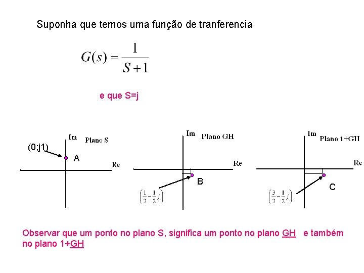 Suponha que temos uma função de tranferencia e que S=j (0; j 1) A