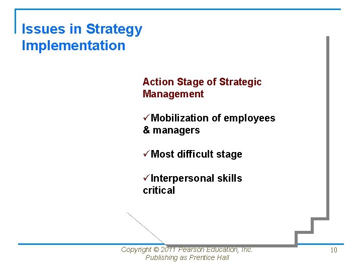 Issues in Strategy Implementation Action Stage of Strategic Management üMobilization of employees & managers