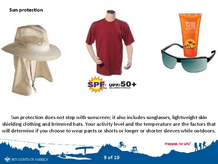 Sun protection does not stop with sunscreen; it also includes sunglasses, lightweight skin shielding