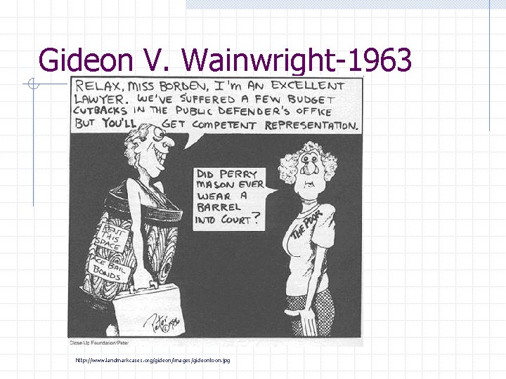 Gideon V. Wainwright-1963 http: //www. landmarkcases. org/gideon/images/gideontoon. jpg 