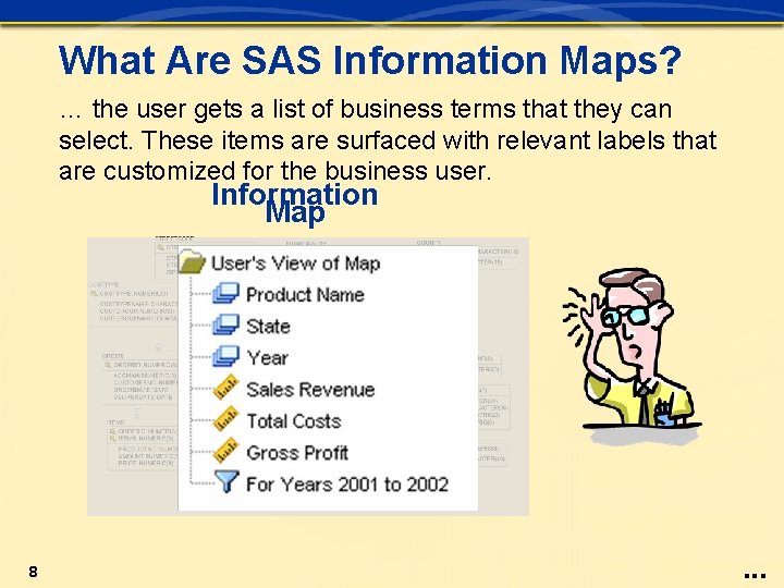 What Are SAS Information Maps? … the user gets a list of business terms