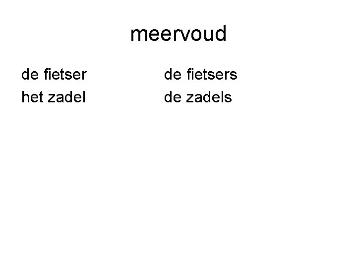 meervoud de fietser het zadel de fietsers de zadels 