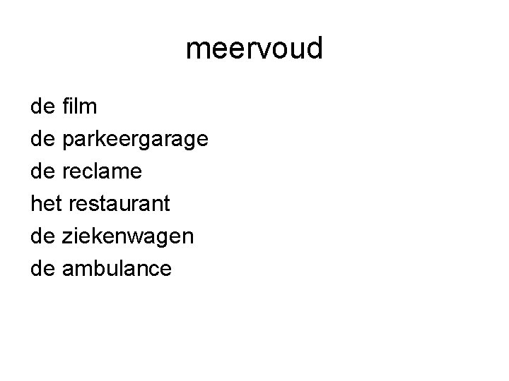 meervoud de film de parkeergarage de reclame het restaurant de ziekenwagen de ambulance 
