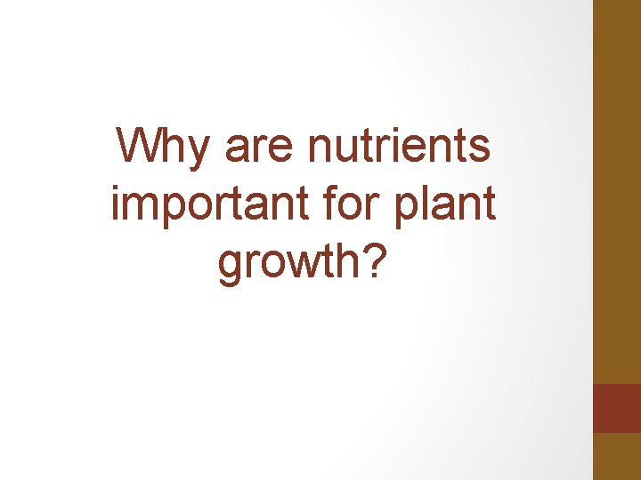 Why are nutrients important for plant growth? 