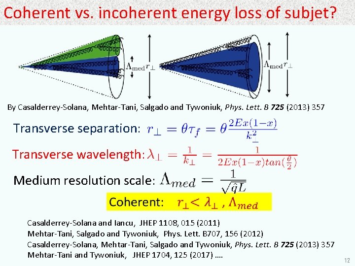 Coherent vs. incoherent energy loss of subjet? By Casalderrey-Solana, Mehtar-Tani, Salgado and Tywoniuk, Phys.