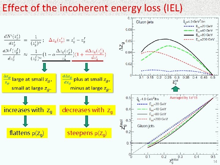 Effect of the incoherent energy loss (IEL) increases with zg decreases with zg flattens