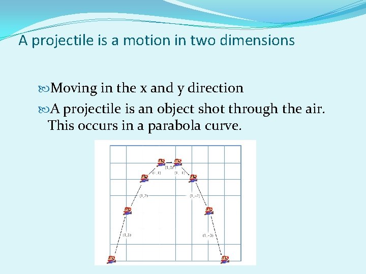 A projectile is a motion in two dimensions Moving in the x and y A projectile is a motion in two dimensions Moving in the x and y