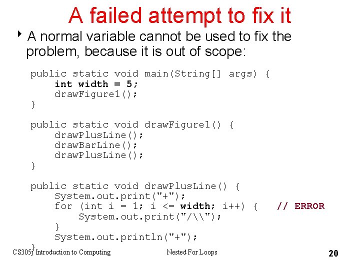 A failed attempt to fix it 8 A normal variable cannot be used to