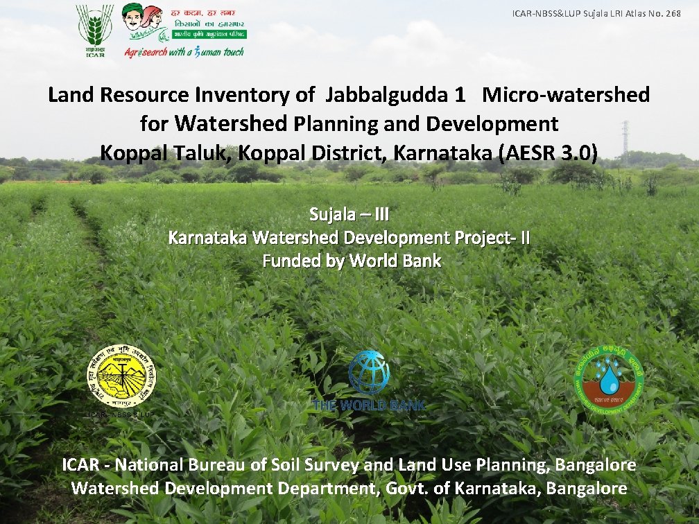 ICAR-NBSS&LUP Sujala LRI Atlas No. 268 Land Resource Inventory of Jabbalgudda 1 Micro-watershed for