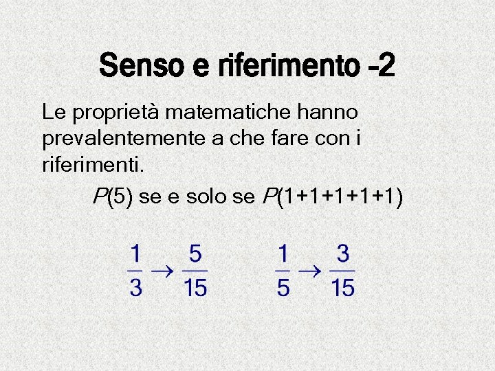 Senso e riferimento -2 Le proprietà matematiche hanno prevalentemente a che fare con i