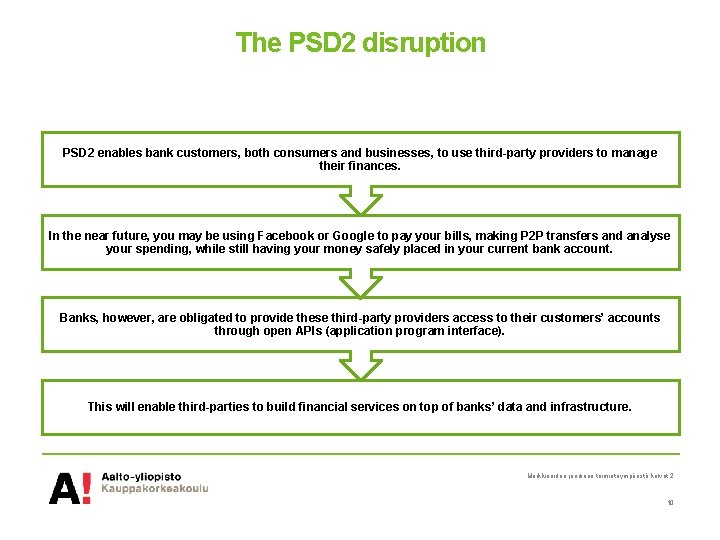 The PSD 2 disruption PSD 2 enables bank customers, both consumers and businesses, to