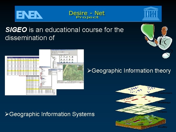 SIGEO is an educational course for the dissemination of ØGeographic Information theory ØGeographic Information