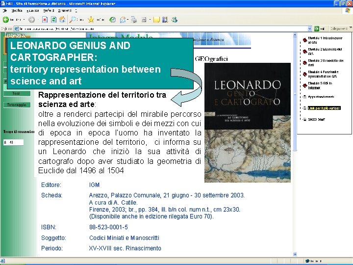 LEONARDO GENIUS AND CARTOGRAPHER: territory representation between LEONARDO GENIO E CARTOGRAFO science and art