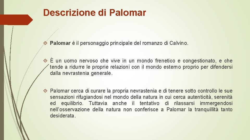 Descrizione di Palomar è il personaggio principale del romanzo di Calvino. È un uomo