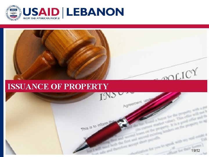 ISSUANCE OF PROPERTY 19/52 