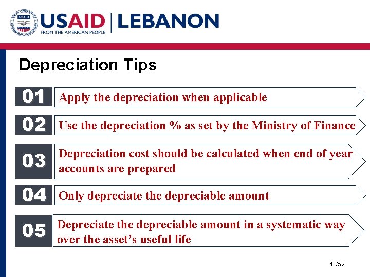 Depreciation Tips 01 02 Apply the depreciation when applicable Use the depreciation % as