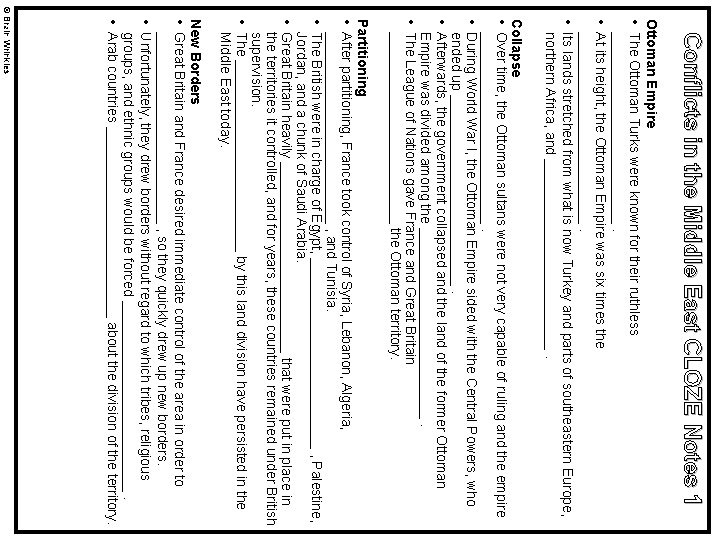 Conflicts in the Middle East CLOZE Notes 1 Ottoman Empire • The Ottoman Turks