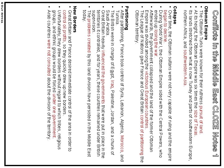 Conflicts in the Middle East CLOZE Notes 1 Ottoman Empire • The Ottoman Turks