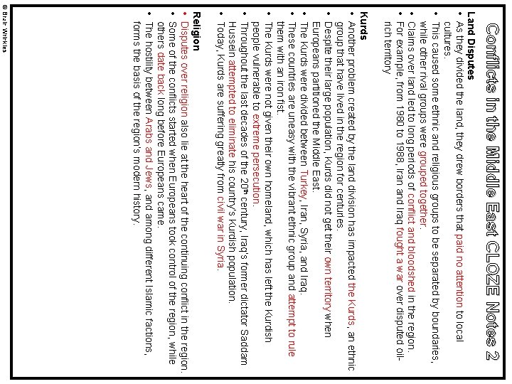 Conflicts in the Middle East CLOZE Notes 2 Land Disputes • As they divided