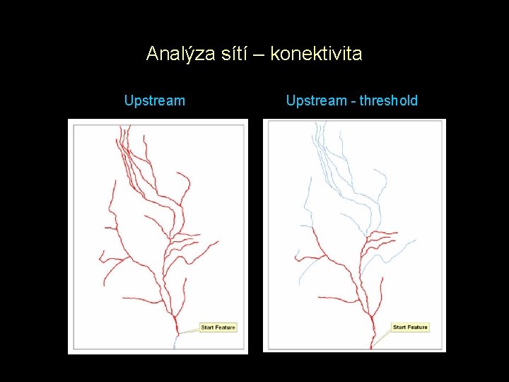 Analýza sítí – konektivita Upstream - threshold 