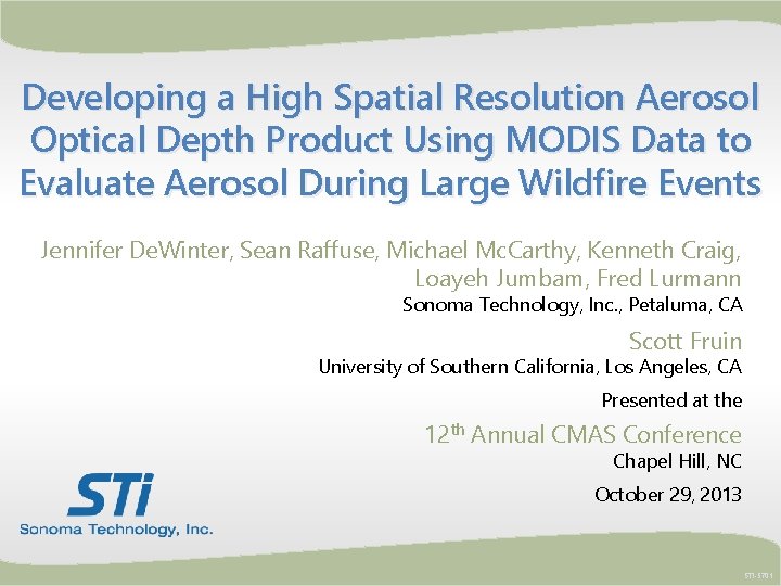 Developing a High Spatial Resolution Aerosol Optical Depth