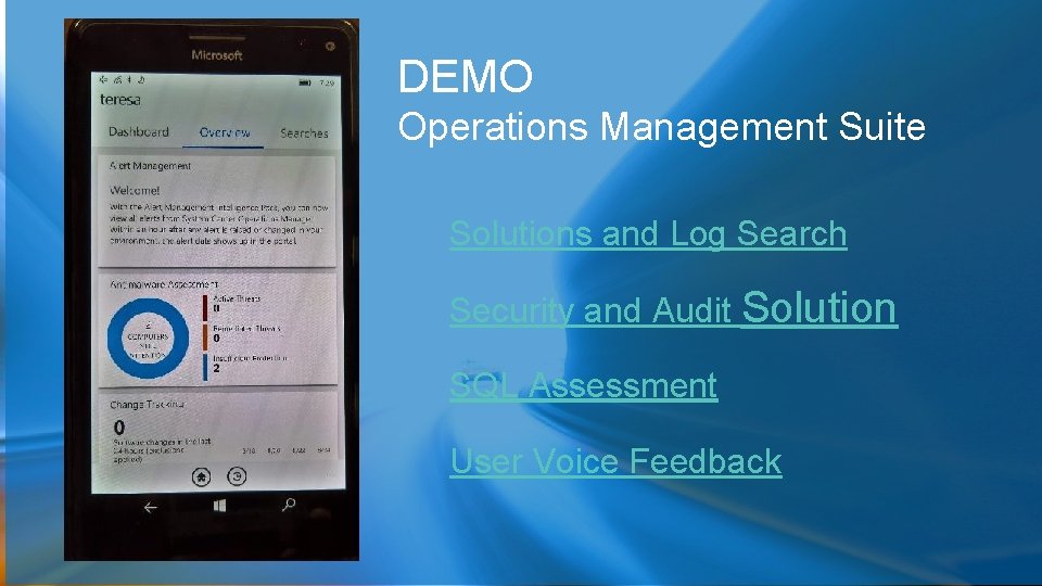DEMO Operations Management Suite Solutions and Log Search Security and Audit Solution SQL Assessment