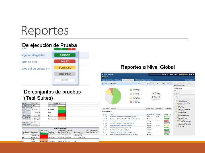 Reportes De ejecución de Prueba Reportes a Nivel Global De conjuntos de pruebas (Test