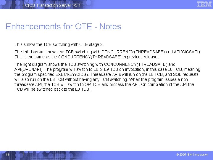 CICS Transaction Server V 3. 1 Enhancements for OTE - Notes This shows the